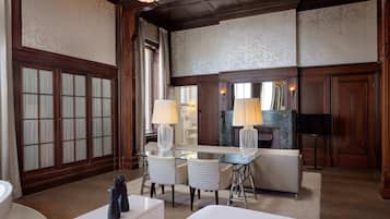 Presidential Suite, River View | In-room safe, desk, blackout drapes, iron/ironing board