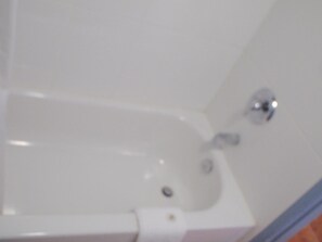 Combined shower/tub, deep soaking tub, hair dryer, towels