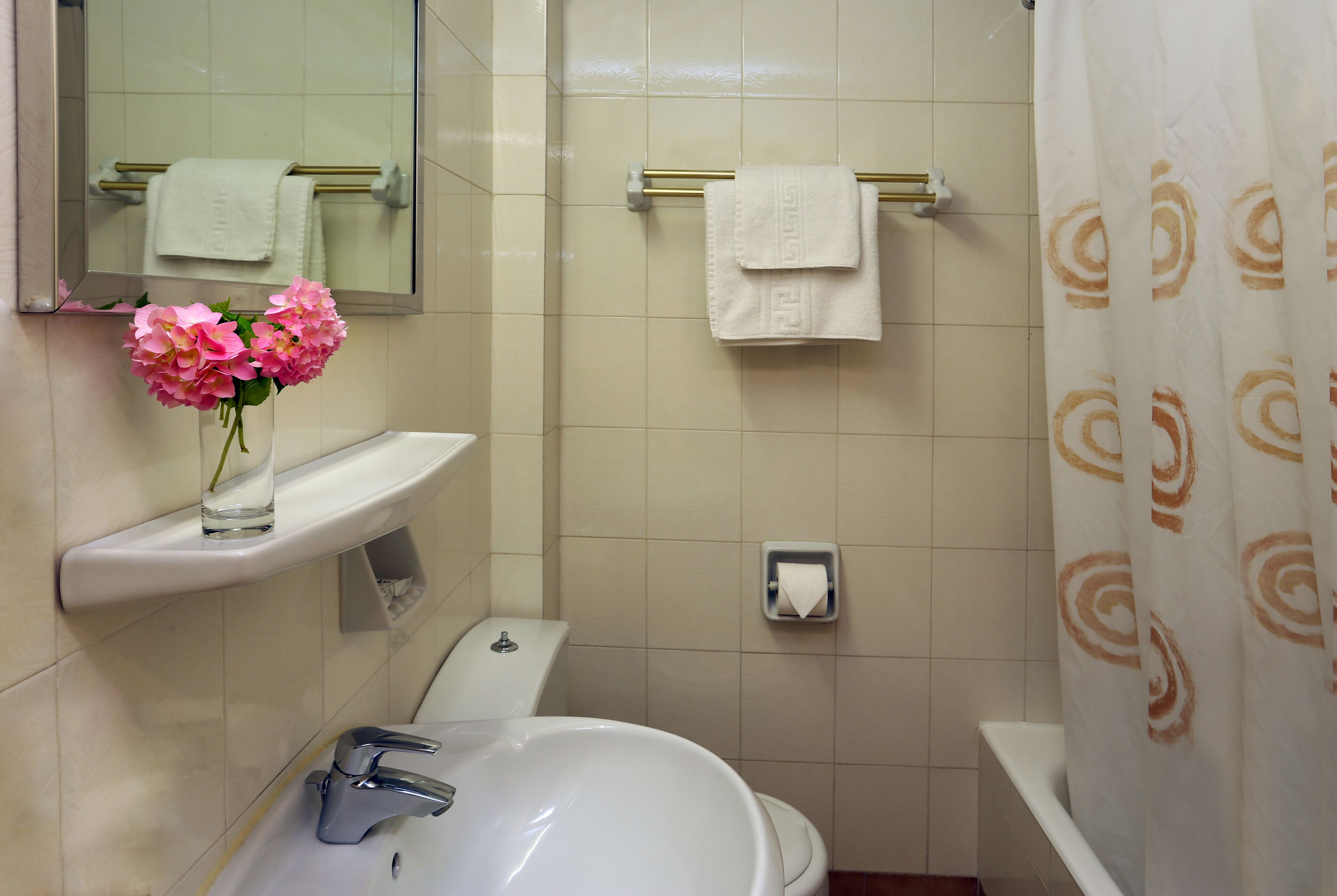 free toiletries, hair dryer, towels