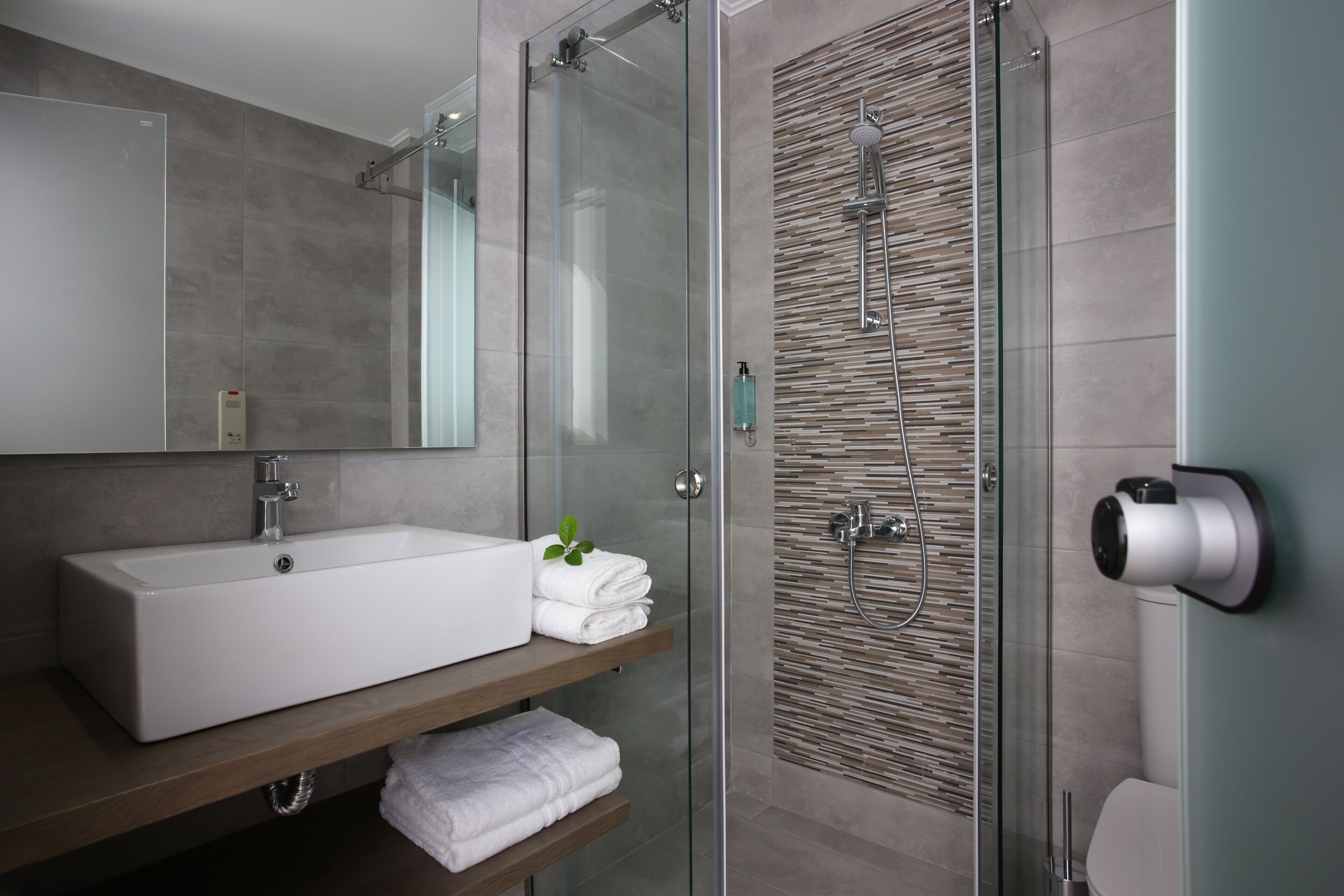 free toiletries, hair dryer, towels