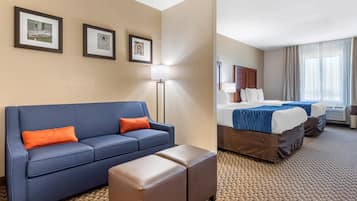 Premium bedding, desk, blackout drapes, iron/ironing board