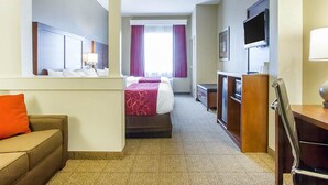 A hotel room with a bed, a desk, a TV, and a couch. - Comfort Suites Abilene Central (Abilene)