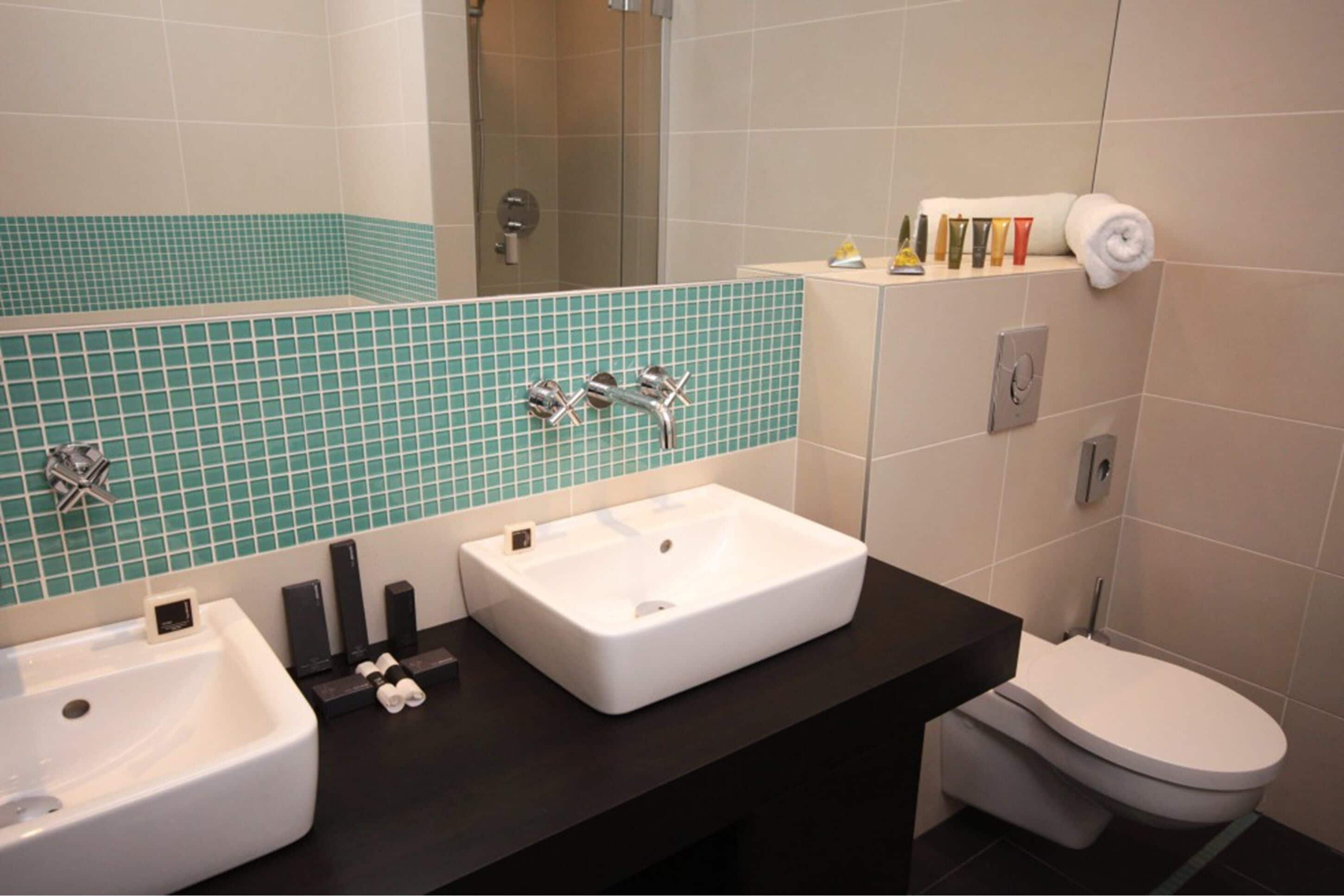 free toiletries, hair dryer, towels