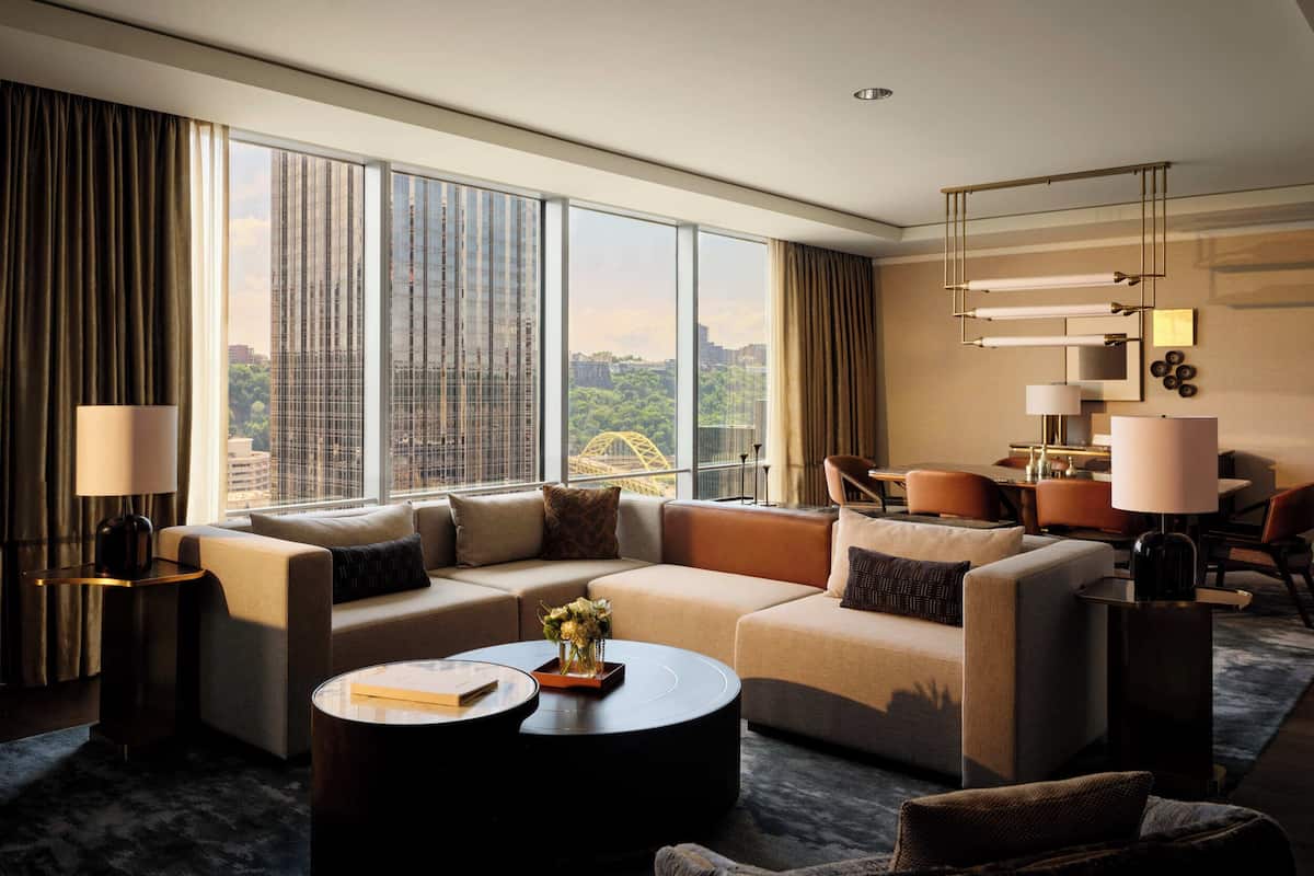 Presidential Suite, 1 King Bed | Living area | 42-inch LCD TV with cable channels, TV, pay movies