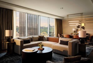 Presidential Suite, 1 King Bed | Living area | 42-inch LCD TV with cable channels, TV, pay movies - Fairmont Pittsburgh (Pittsburgh)