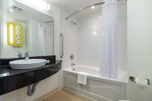 Standard Room, 2 Queen Beds, Non Smoking | Bathroom | Free toiletries, hair dryer, towels