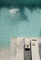 Outdoor pool, pool umbrellas, pool loungers