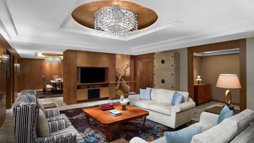 37-inch LCD TV with satellite channels, TV, iPod dock