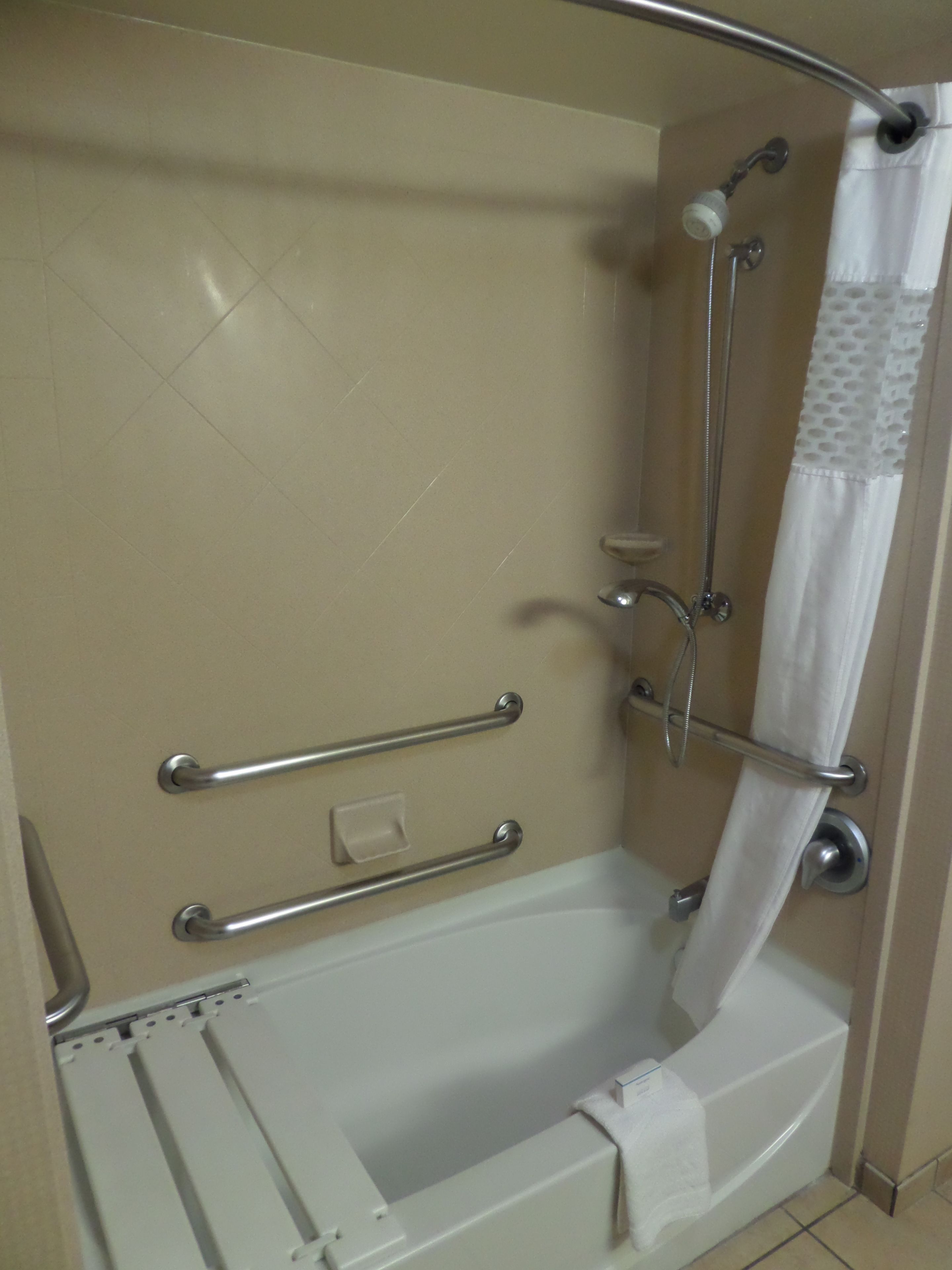 room, 2 double beds, accessible, bathtub | bathroom shower