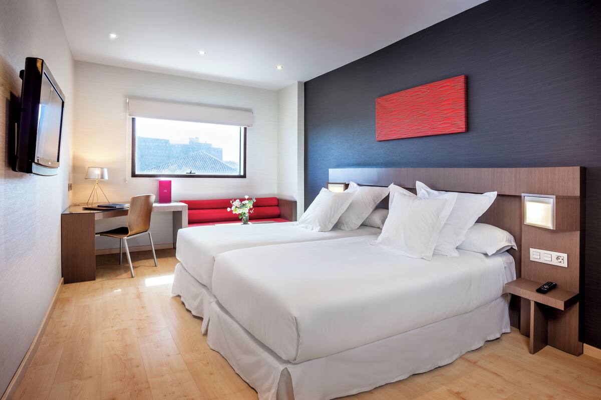 In-room safe, desk, laptop workspace, blackout curtains