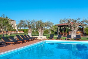 Seasonal outdoor pool, open 8:00 AM to 8:00 PM, pool umbrellas