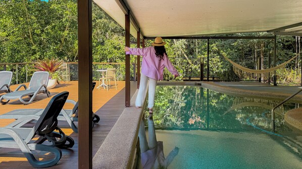Indoor pool, pool loungers