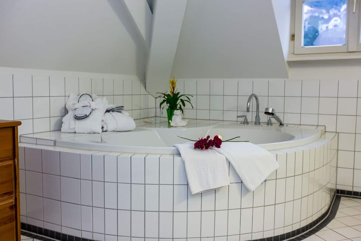 hair dryer, bathrobes, towels