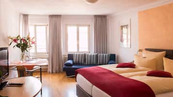 Hypo-allergenic bedding, down duvets, minibar, desk