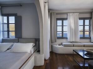 Upper-Level Suite with Sea View for 2 | Minibar, in-room safe, individually decorated, free WiFi - The_Petra, Small Luxury Hotels of the World (Patmos)
