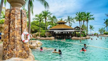 4 outdoor pools, open 7:00 AM to 6:00 PM, pool umbrellas, sun loungers