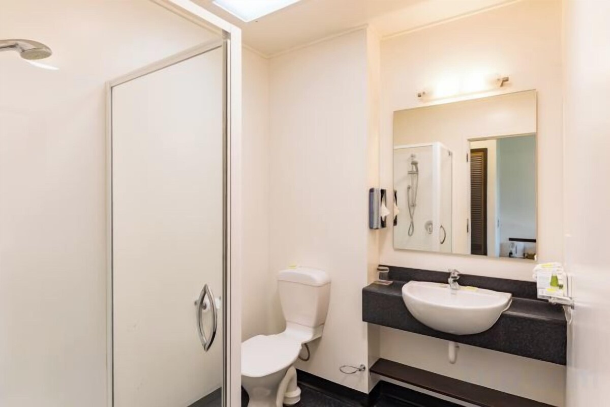 Bathroom | Shower, free toiletries, hair dryer, towels