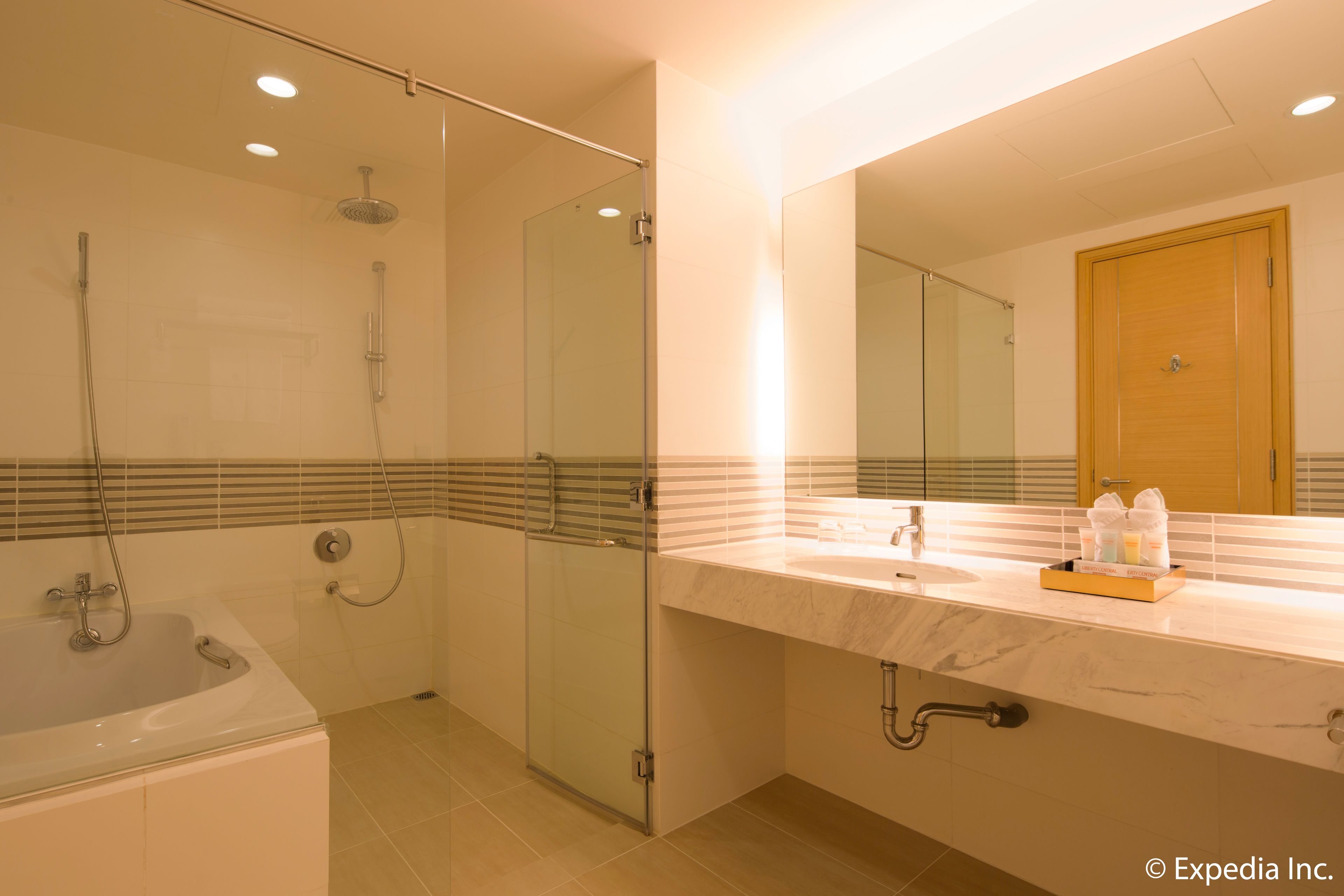 eco-friendly toiletries, hair dryer, slippers, bidet