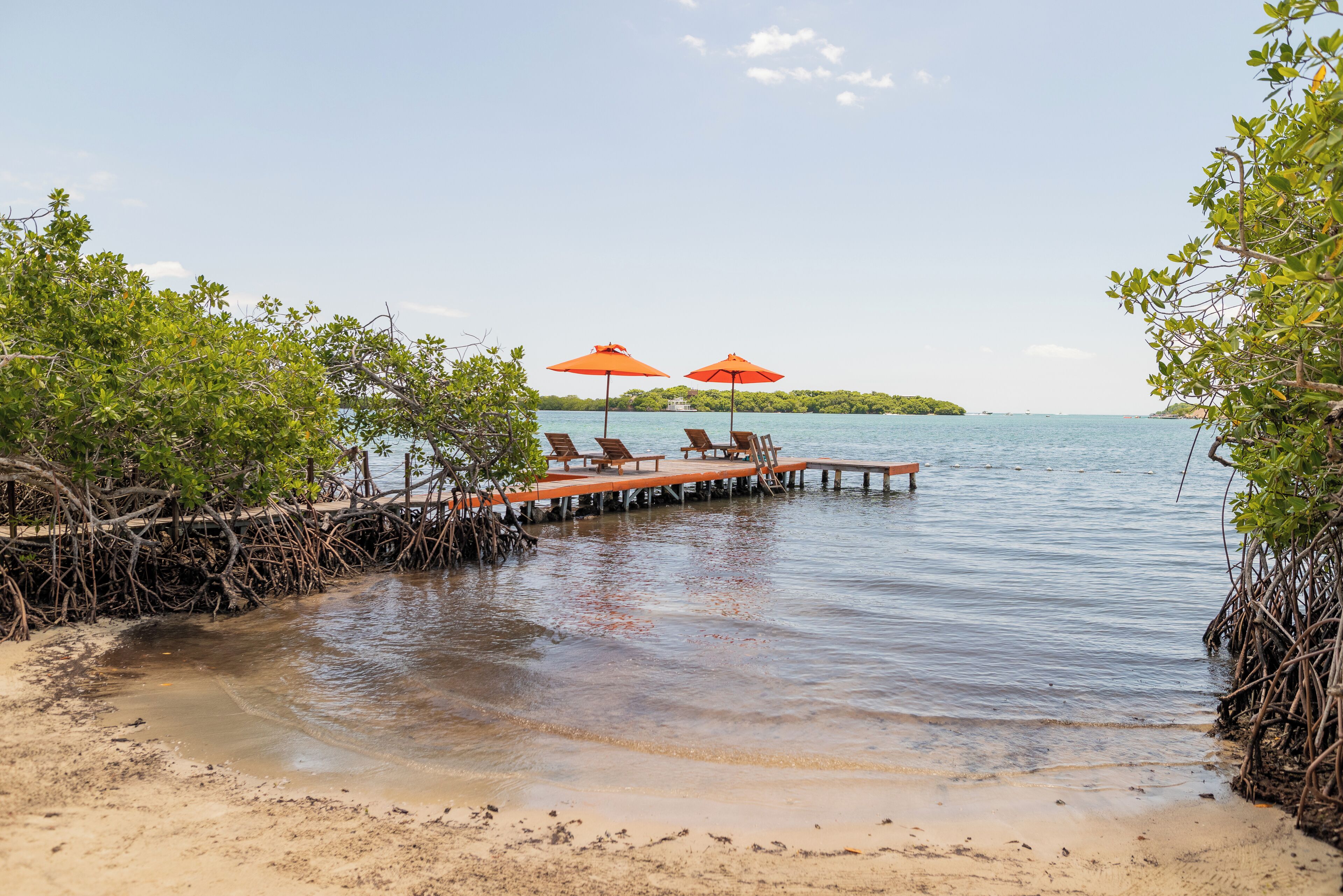 Private beach, white sand, sun loungers, beach umbrellas
