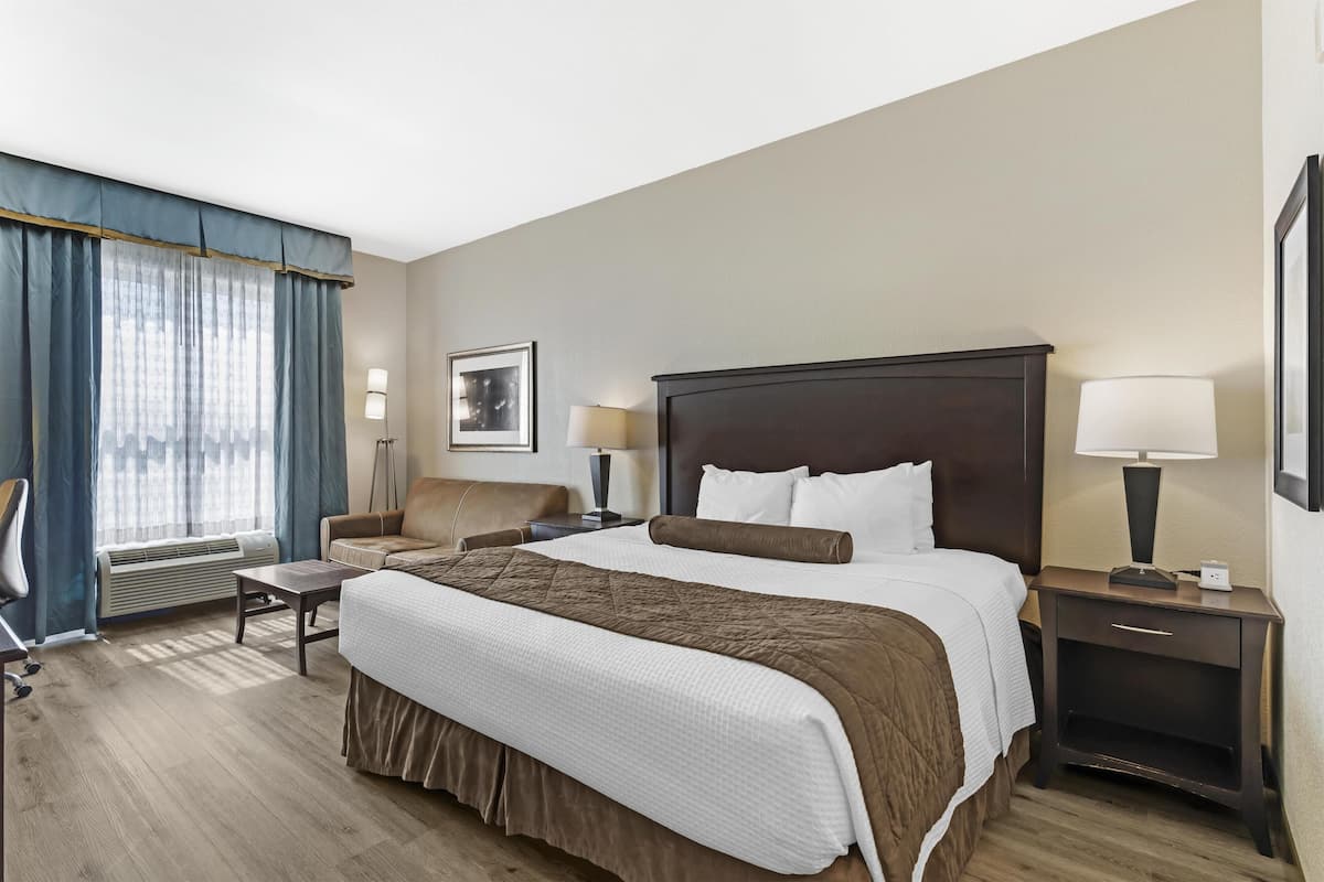 Chambre Standard, 1 très grand lit, non-fumeur, réfrigérateur et four à micro-ondes | Coffre-fort, bureau, espace de travail pour ordinateurs portables