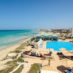 Private beach, white sand, sun loungers, beach umbrellas