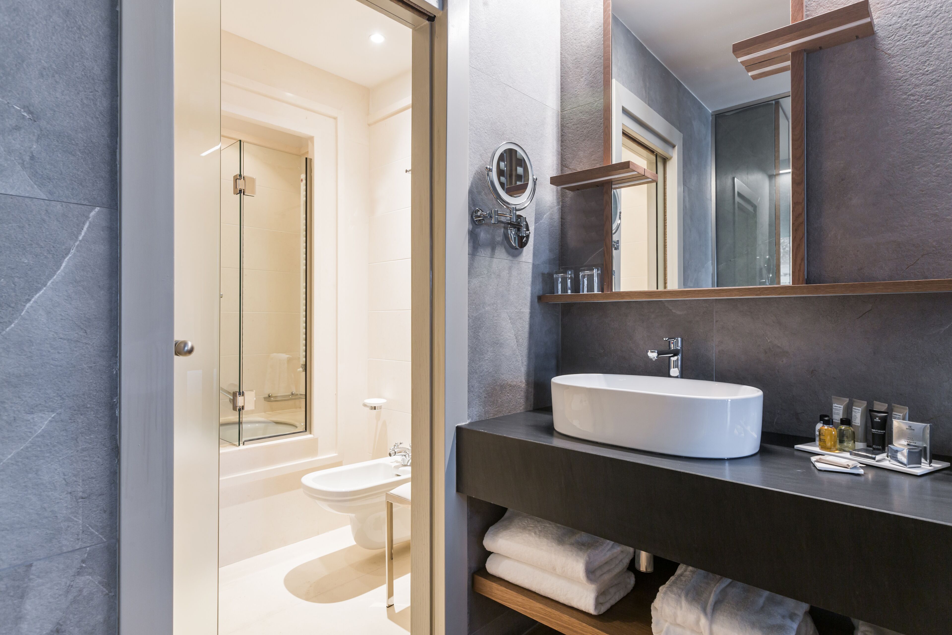 free toiletries, hair dryer, bathrobes, slippers