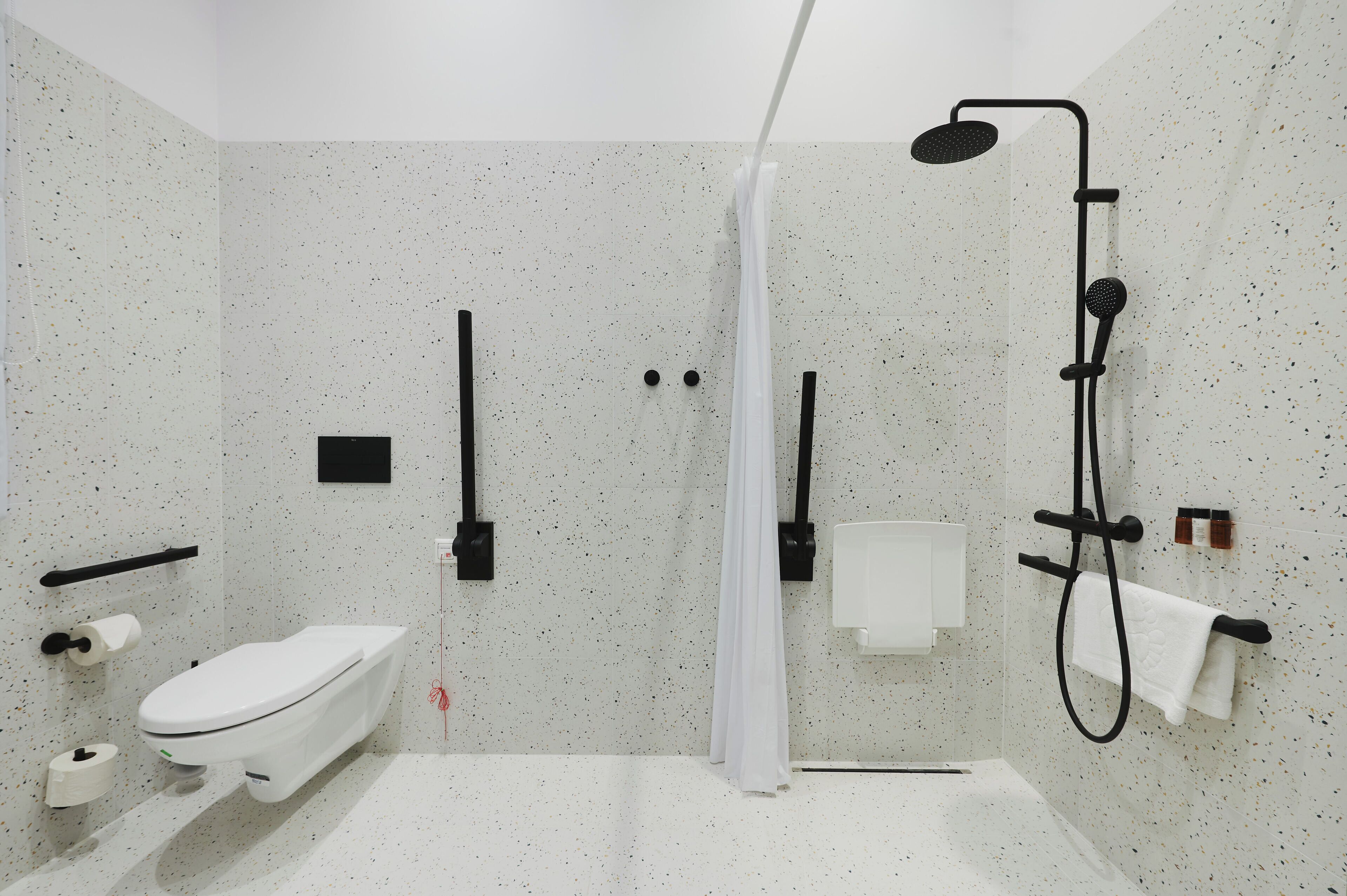 standard room, 2 single beds, non smoking (walk-in shower) | bathroom | shower, free toiletries, towels, soap