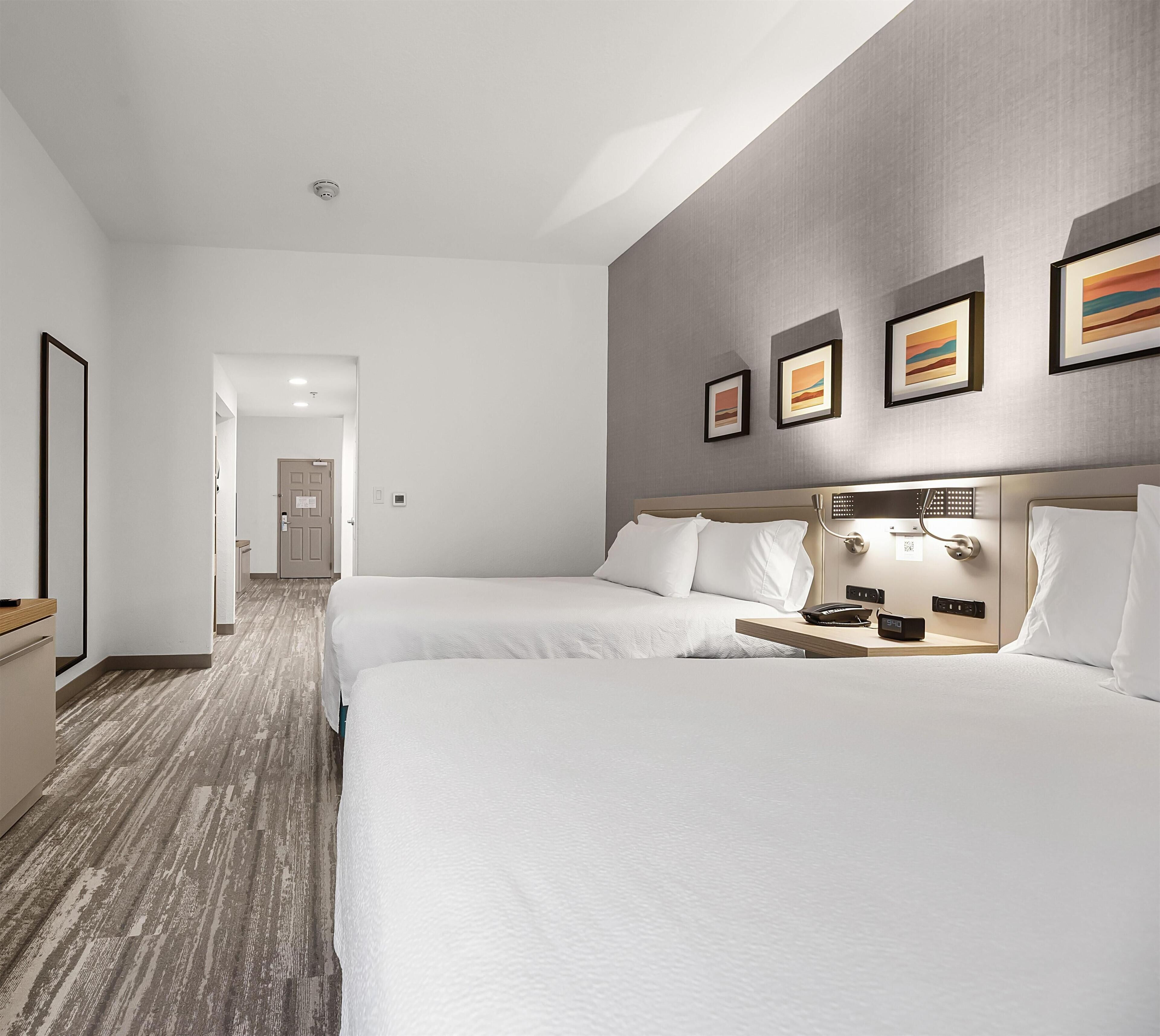 Two queen evolution junior suite | Desk, laptop workspace, blackout curtains, iron/ironing board