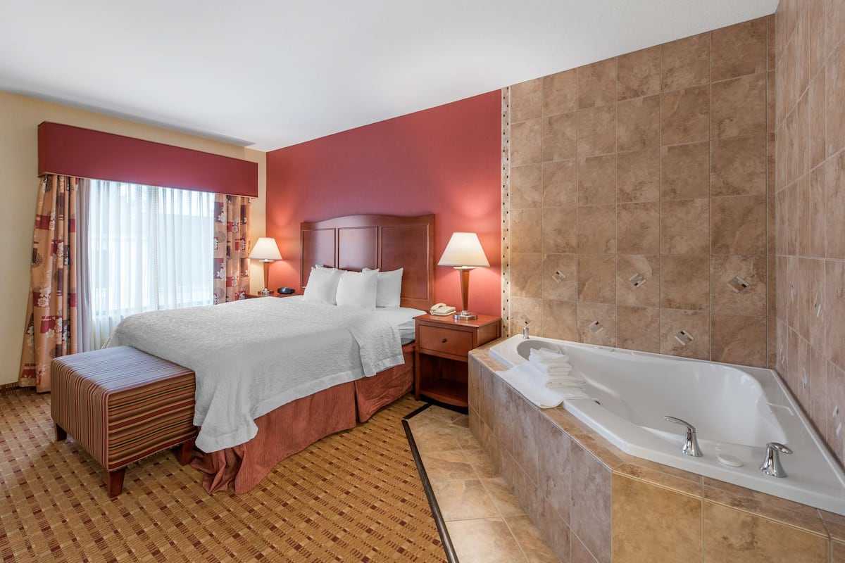 suite, 1 king bed, non smoking | bathroom | combined shower/bathtub, free toiletries, hair dryer, towels