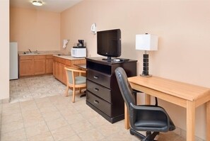 Fridge, microwave, coffee/tea maker