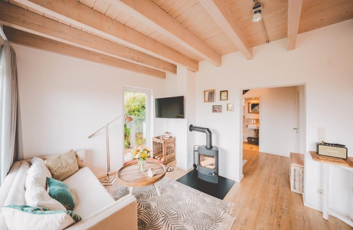 Chalet | Living area | 32-inch flat-screen TV with satellite channels, TV, table football