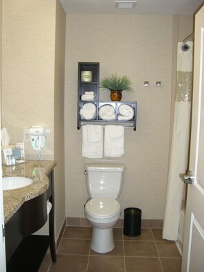 Hair dryer, bathrobes, towels