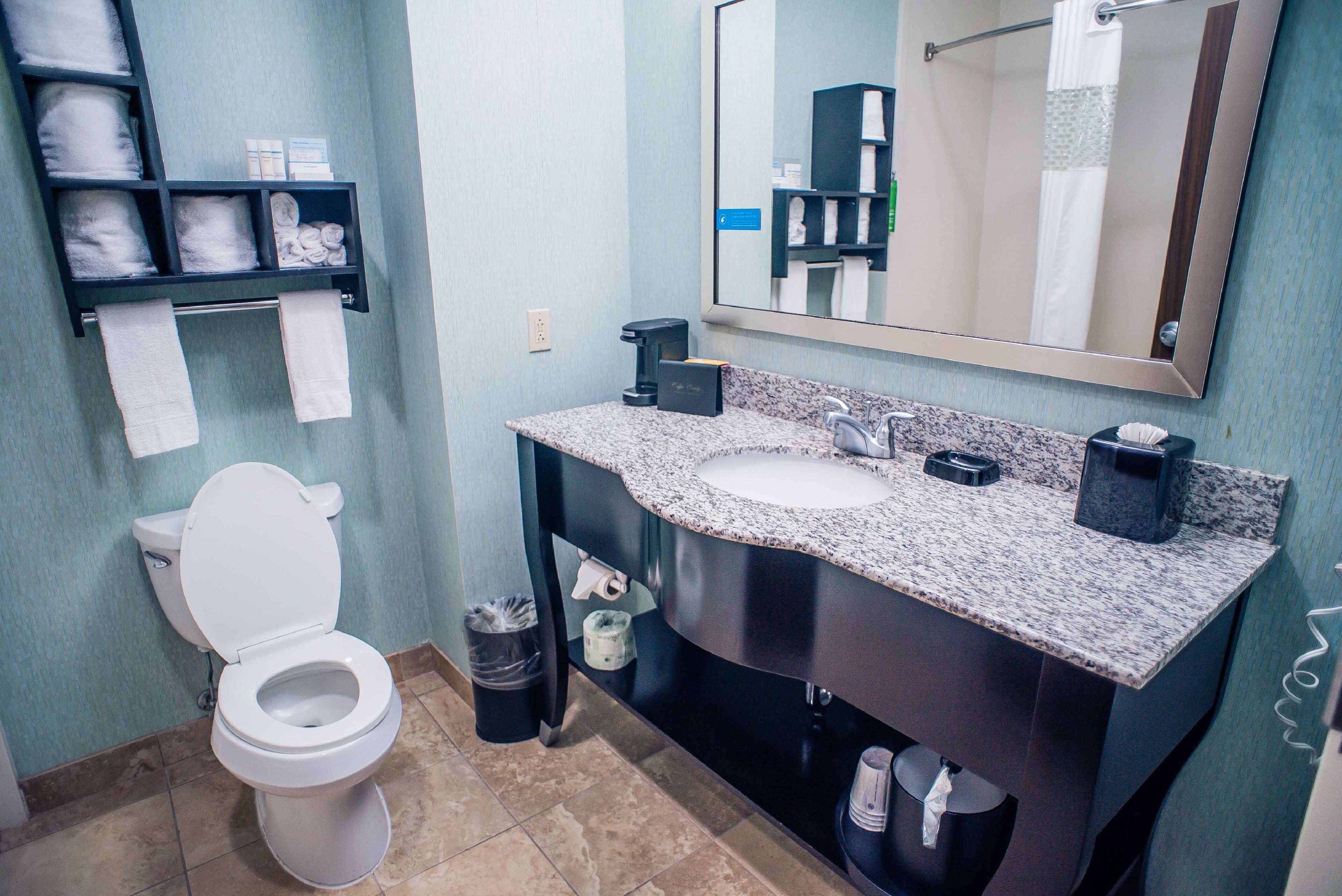 hydromassage showerhead, hair dryer, towels