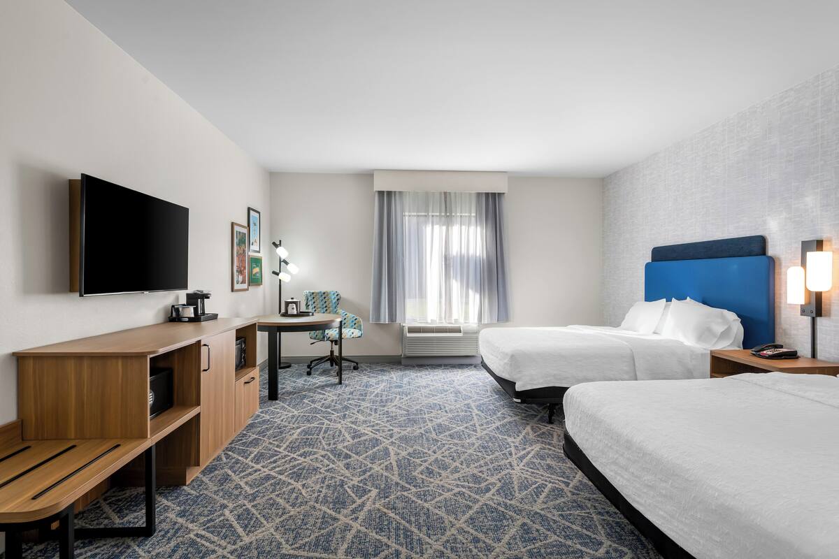 Room, 2 Queen Beds, Accessible, Non Smoking | Iron/ironing board, WiFi (free), bed sheets