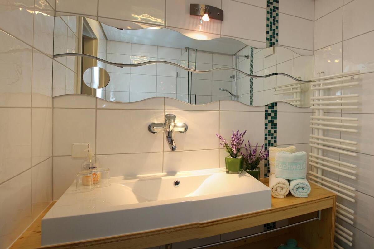 shower, eco-friendly toiletries, hair dryer, slippers