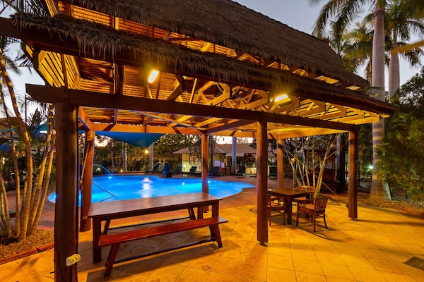 Outdoor pool, pool loungers