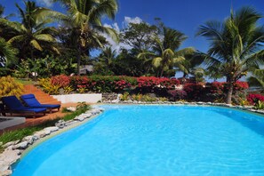 Outdoor pool, open 7:00 AM to 8:00 PM, pool loungers