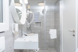 Standard Double Room, Terrace | Bathroom | Shower, hair dryer, towels - Vile - Terme Krka (Piran)