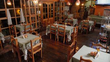 Dinner served, Peruvian cuisine, garden views