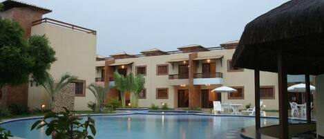 2 outdoor pools, pool umbrellas, pool loungers