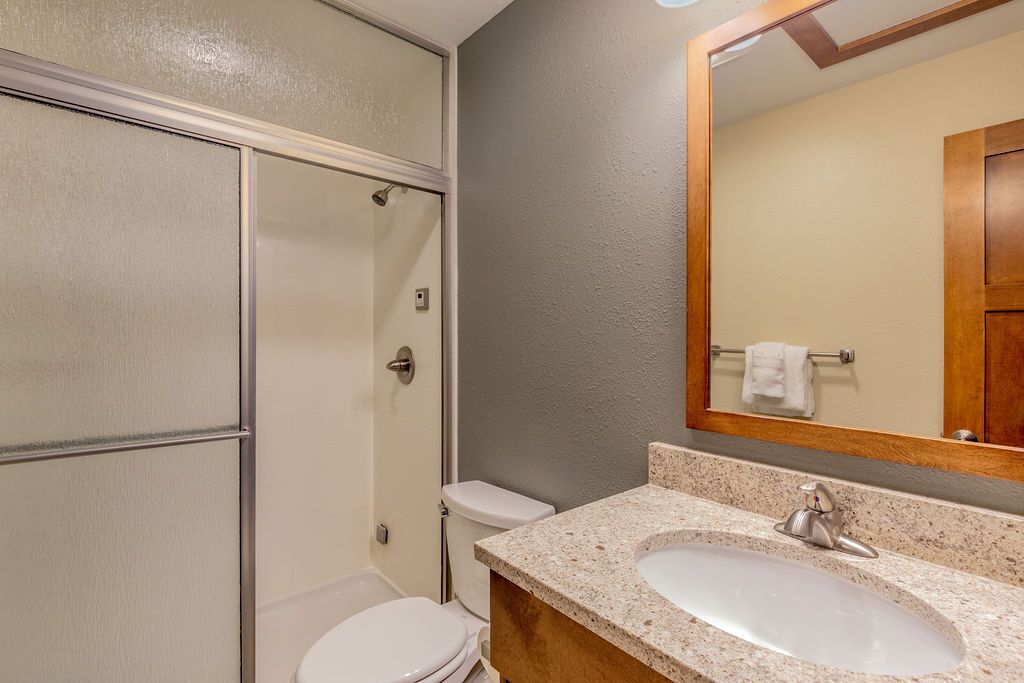 premium studio, 1 king bed, fireplace, mountain view | bathroom | free toiletries, hair dryer, towels, soap
