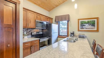 Elite Condo, 1 Bedroom, Fireplace, Mountain View | Private kitchen | Fridge, microwave, coffee/tea maker