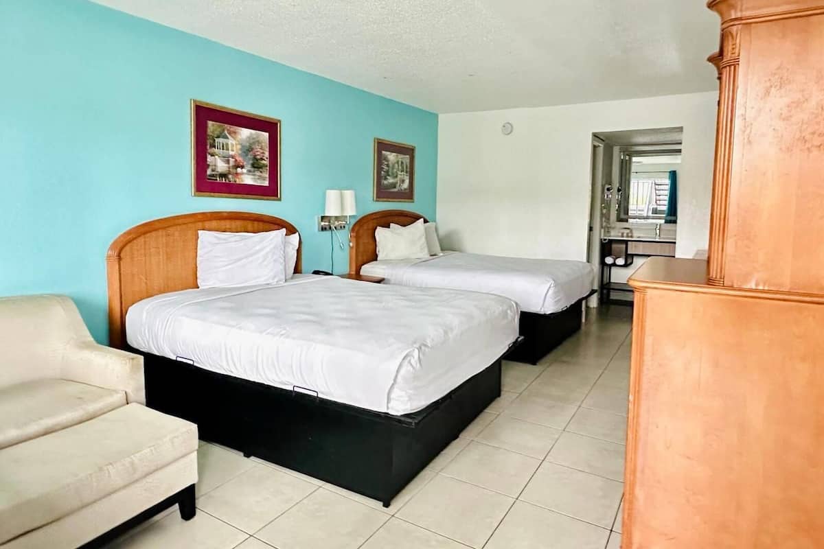 Room, 2 Queen Beds, Non Smoking | Blackout drapes, iron/ironing board, free WiFi, bed sheets