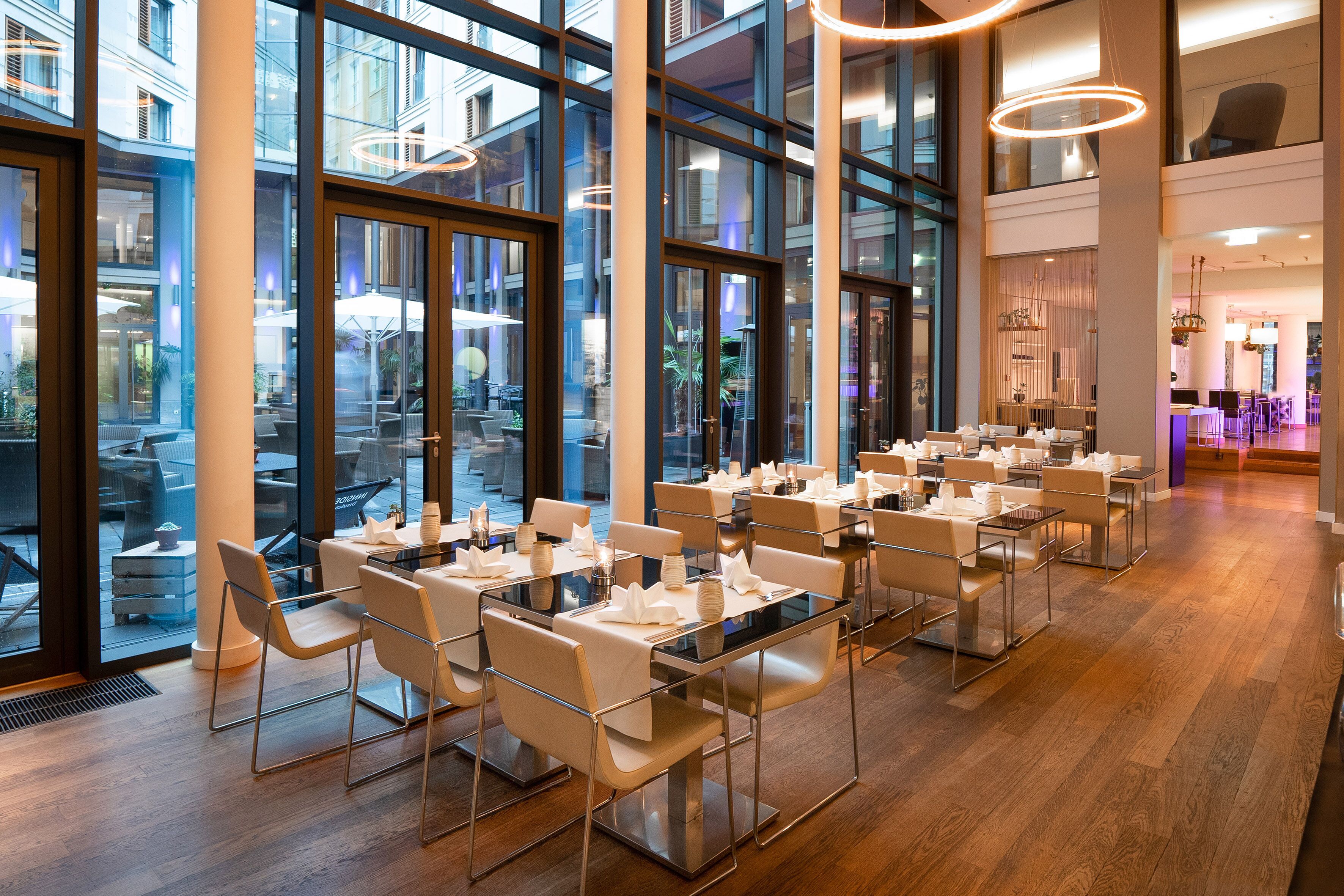 breakfast and dinner served, international cuisine