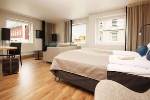 Family Room | Pillowtop beds, desk, soundproofing, iron/ironing board