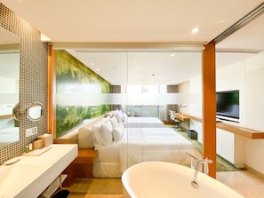 Down comforters, minibar, in-room safe, desk