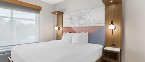 Desk, laptop workspace, iron/ironing board, cots/infant beds