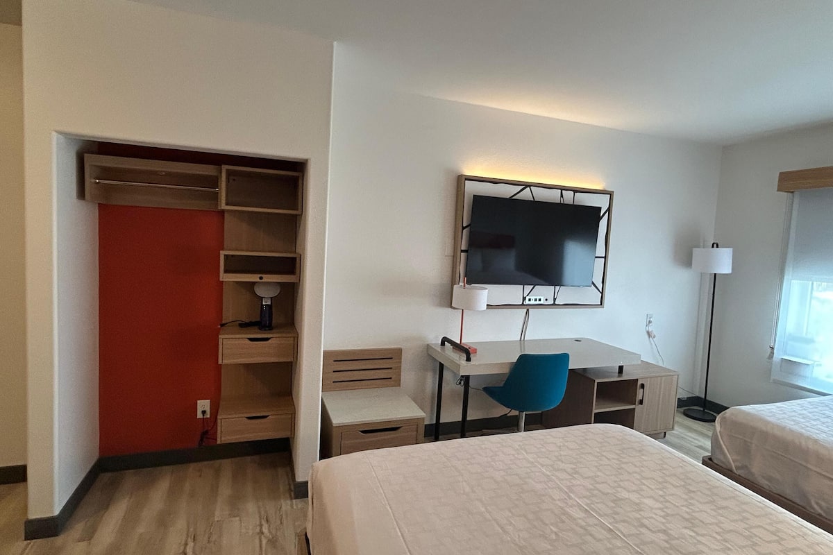 1 bedroom, desk, laptop workspace, iron/ironing board