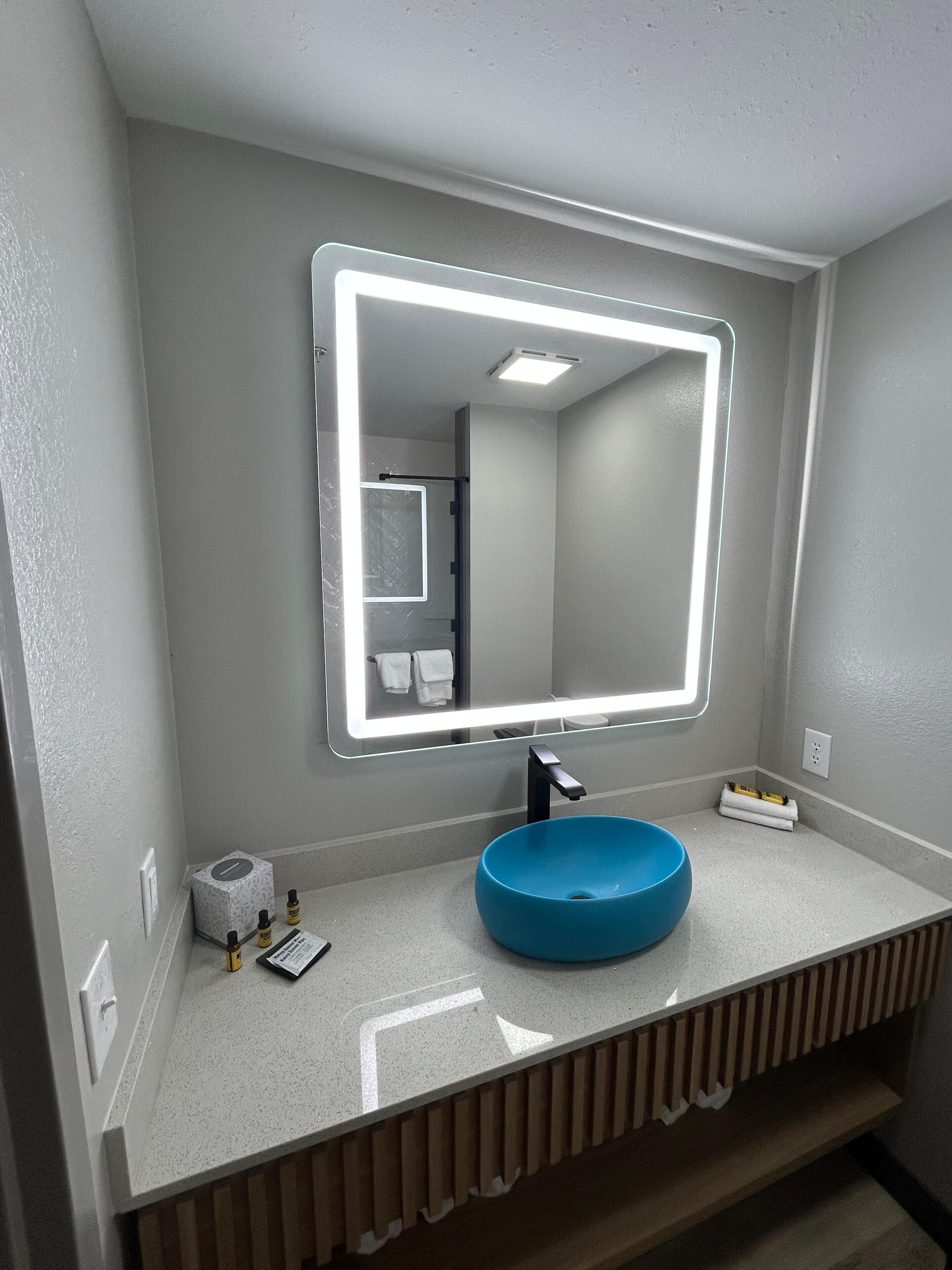 free toiletries, hair dryer, towels