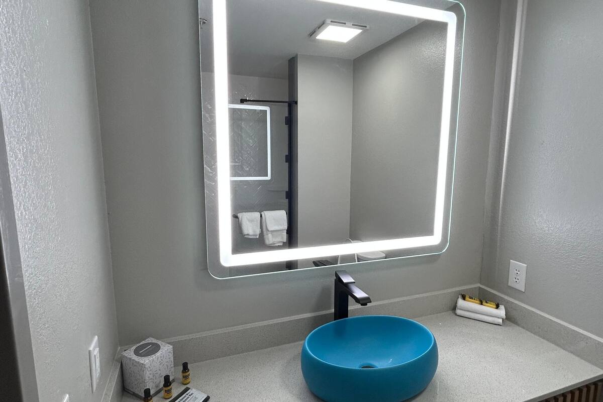 free toiletries, hair dryer, towels